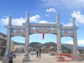 美丽乡村入口门楼牌坊图片_大理石村门样式大全