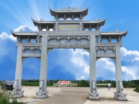 村口大理石牌楼设计_村入口门楼效果图