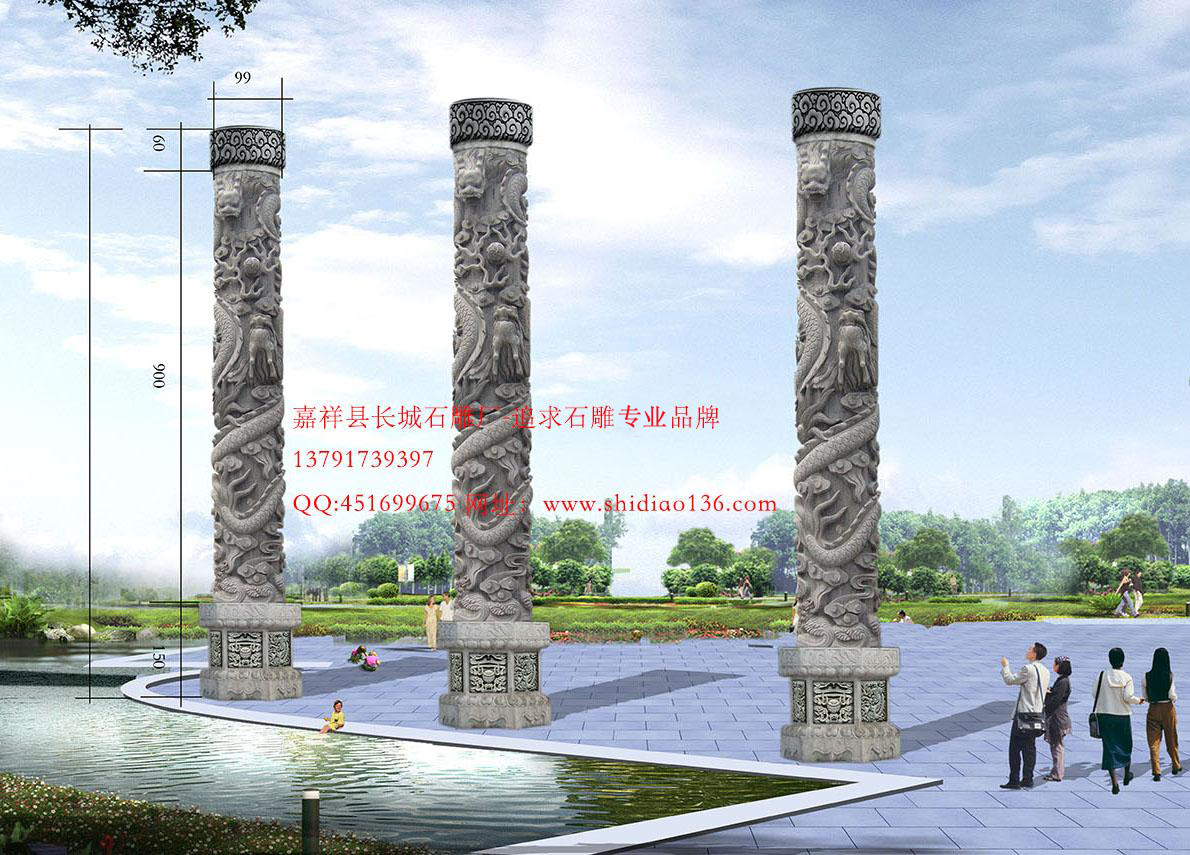 大型商场龙柱。文化柱
