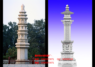寺院石雕经幢建筑的装饰性效果
