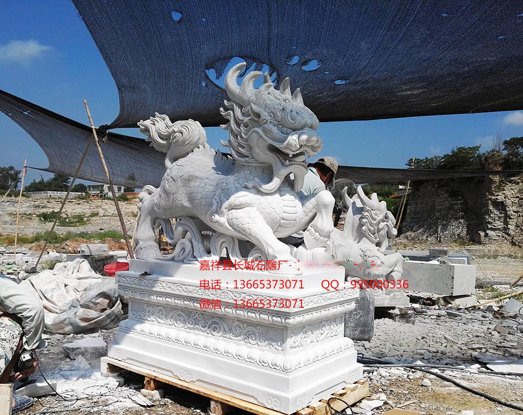 汉白玉石雕麒麟，石麒麟效果图