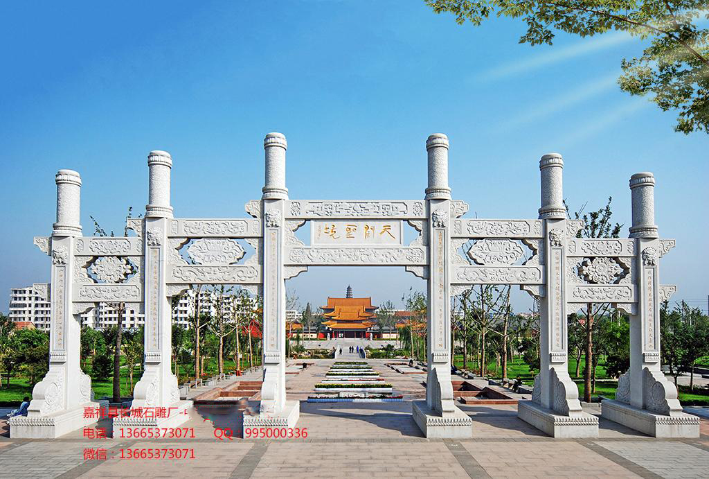 景区牌坊，简易石雕牌坊，石牌坊